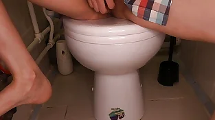 Red-hot college girl enjoys to masturbate, even in a public wc