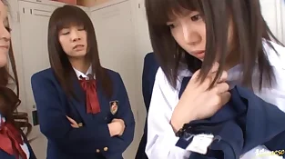 Anri Nonaka and Kurumi naughty Japanese college girls have hump