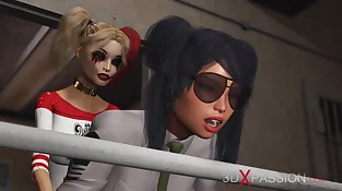 Super-steamy hookup in jail! Harley Quinn bangs a woman jail officer